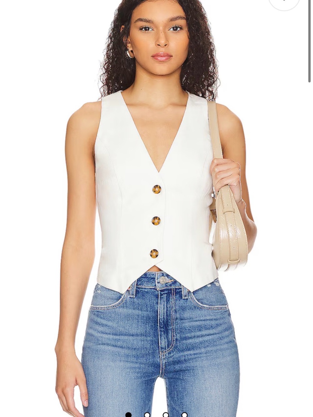 Lovers + Friends Cream Button-Front Vest